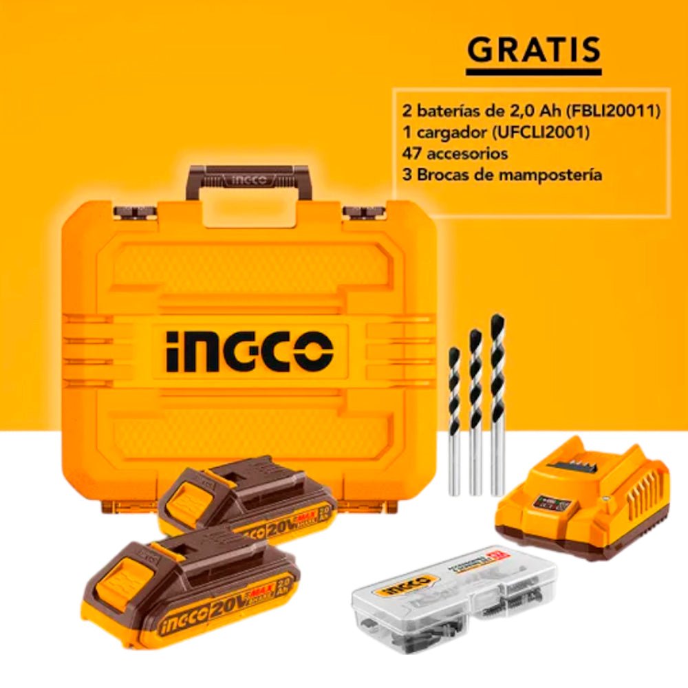 Taladro Ingco incluye 2 Cargador / 2 Baterias/ y caja orgnanizador - Ingco - Titan.com.pa - 6942141802768
