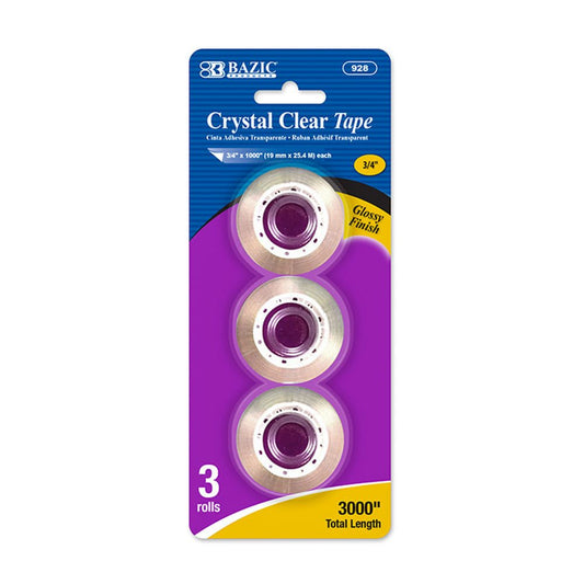 Tape Super Transparente Bazic 19 mm x 25.4 m 3 Piezas