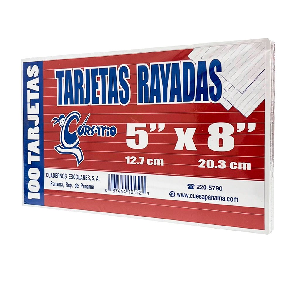 Tarjetas Rayadas Corsario / 5" x 8" – Paquete de 100 - Corsario Plus - Titan.com.pa - 087444104525