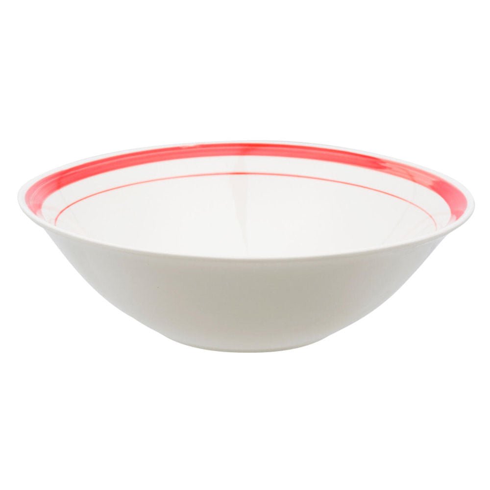 Tazón de Porcelana Four Seasons de 9" Blanco con Rayas Naranja