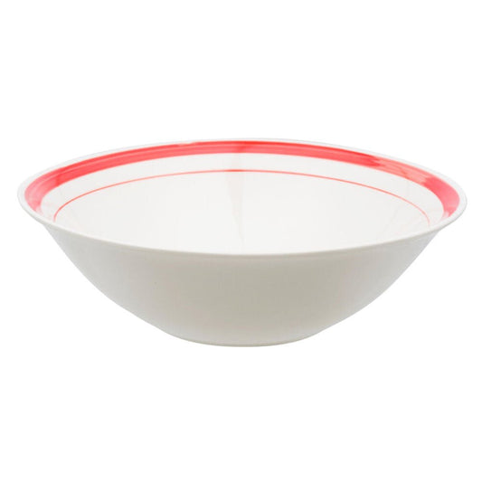 Tazón de Porcelana Four Seasons de 9" Blanco con Rayas Naranja