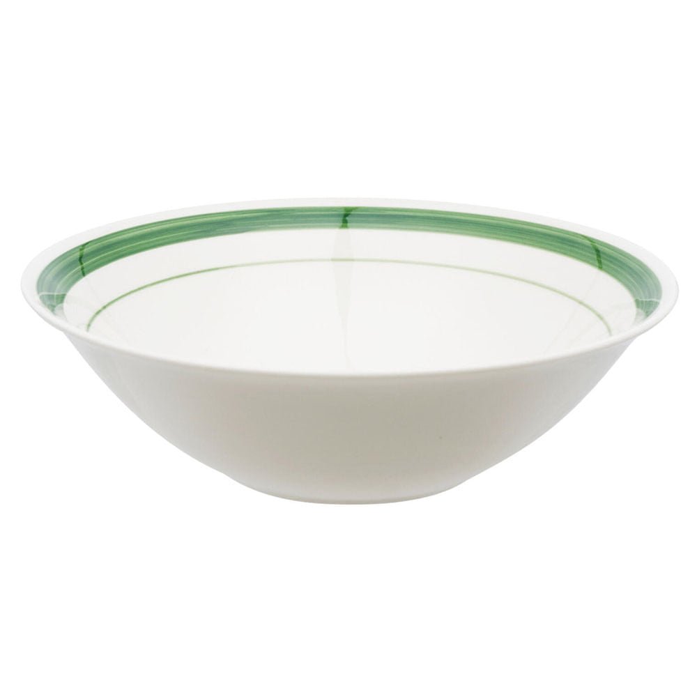 Tazón de Porcelana Four Seasons de 9" Blanco con Rayas Verdes