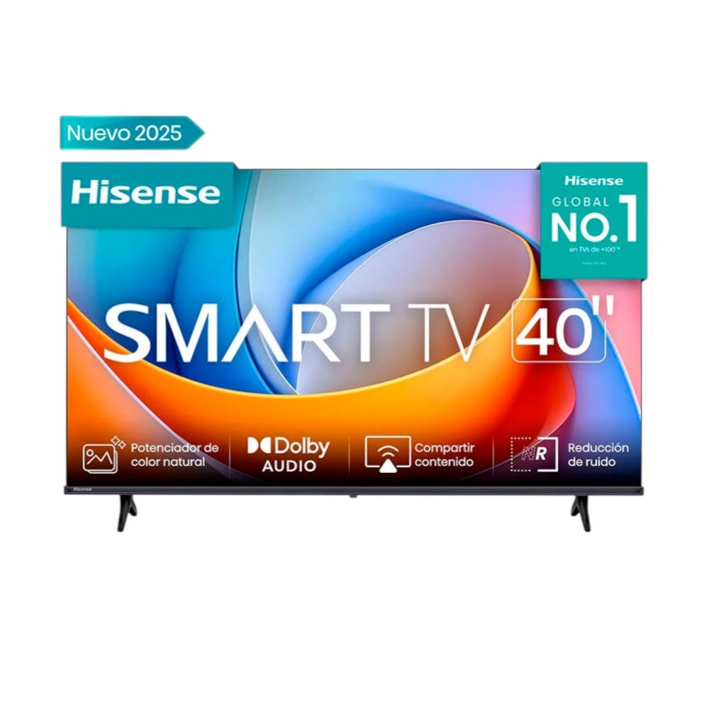 Hisense Smart TV 40 pulg, FHD con VIDAA, Dolby Audio, modo gamer y control por voz. Imagen mejorada con sonidos envolventes. En electrónica Titán Panamá.