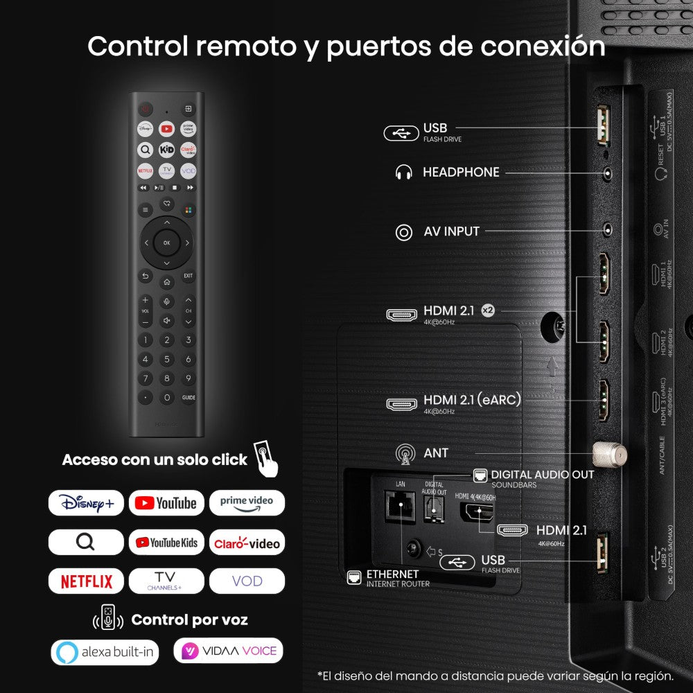 Hisense 65 pulg QLED 4K que transforma tu sala en un centro multimedia impresionante. Titán Panamá.