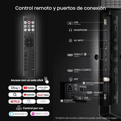 Hisense 65 pulg QLED 4K que transforma tu sala en un centro multimedia impresionante. Titán Panamá.