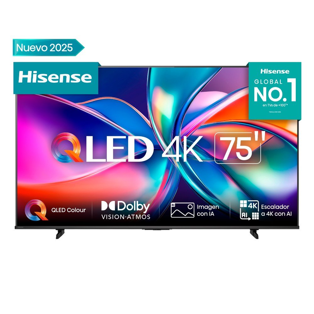 Hisense QLED 75” Smart TV con Dolby Vision, Atmos, modo gamer, VIDAA U9 y AI 4K Upscaler. Imagen y sonido del cine en tu hogar. Titán Panamá.