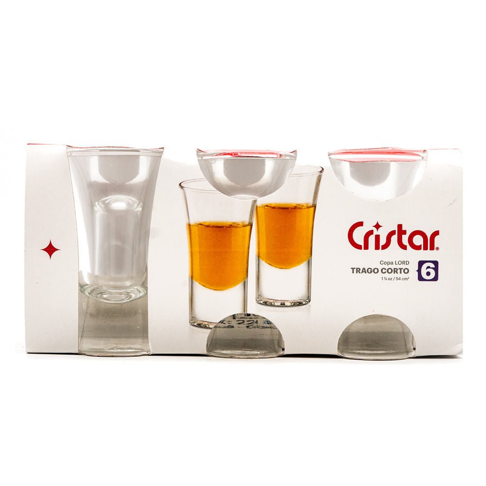 Trago Corto de Vidrio Cristar 5 oz 6 Piezas