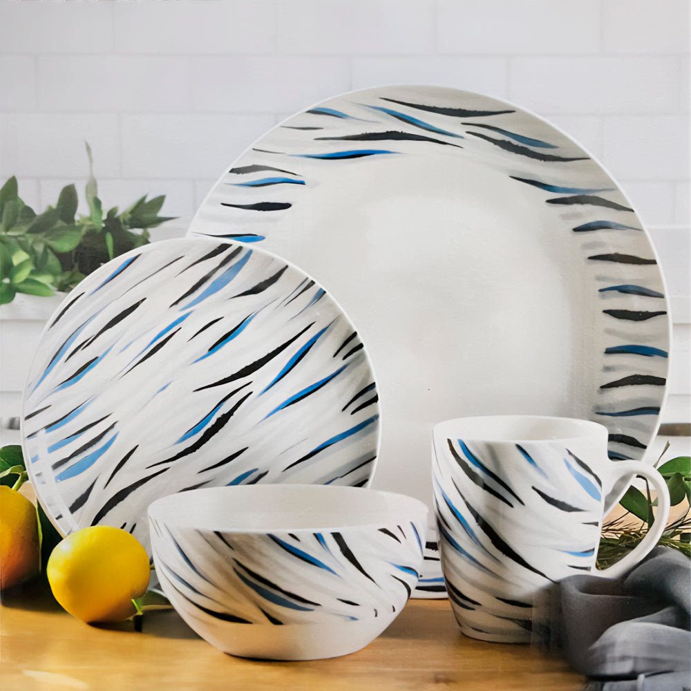 Vajilla De Cerámica 16 Piezas Print Blue Gidson - Gibson - Titan.com.pa - 085081438744