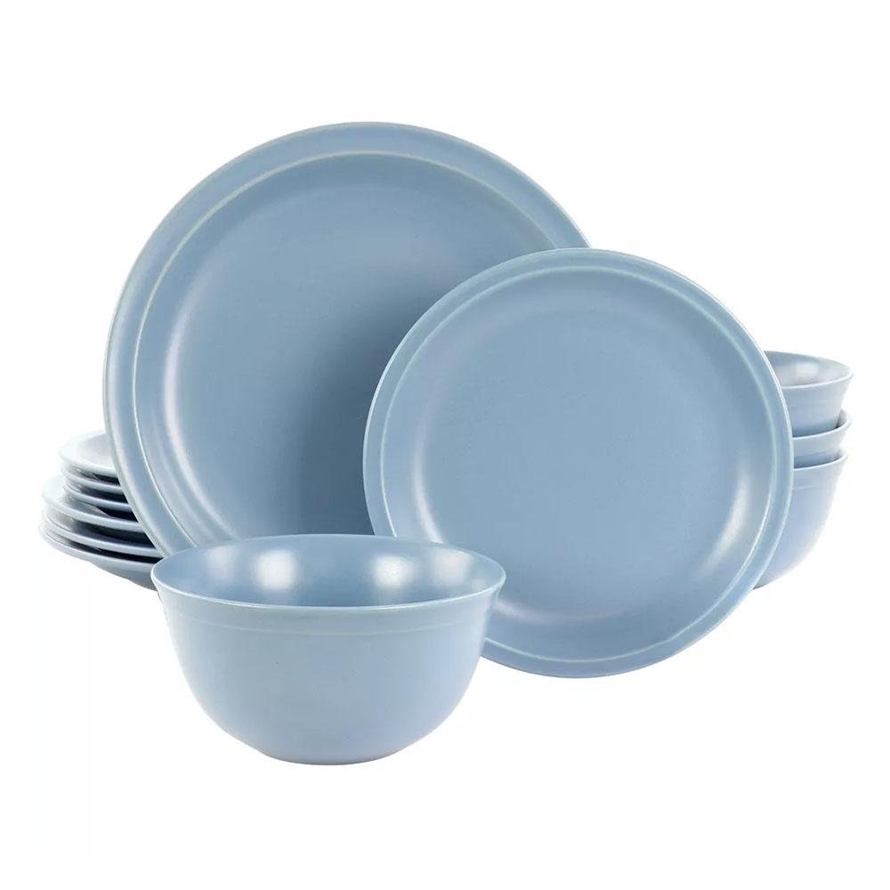 Vajilla de Cerámica Gibson Siam Matte Blue 12 Piezas