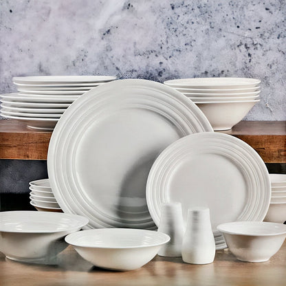 Vajilla Embossed Ring De Cerámica 32 Piezas Blanco Gibson Home - Gibson - Titan.com.pa - 085081550316
