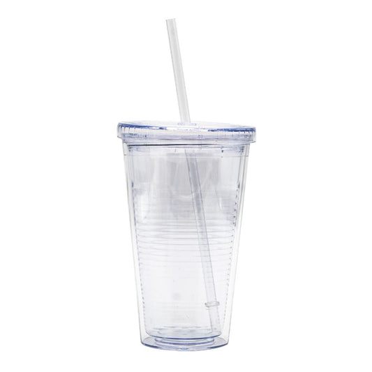 Vaso Acrilico Downtown Con Tapa y Carrizo 16 oz