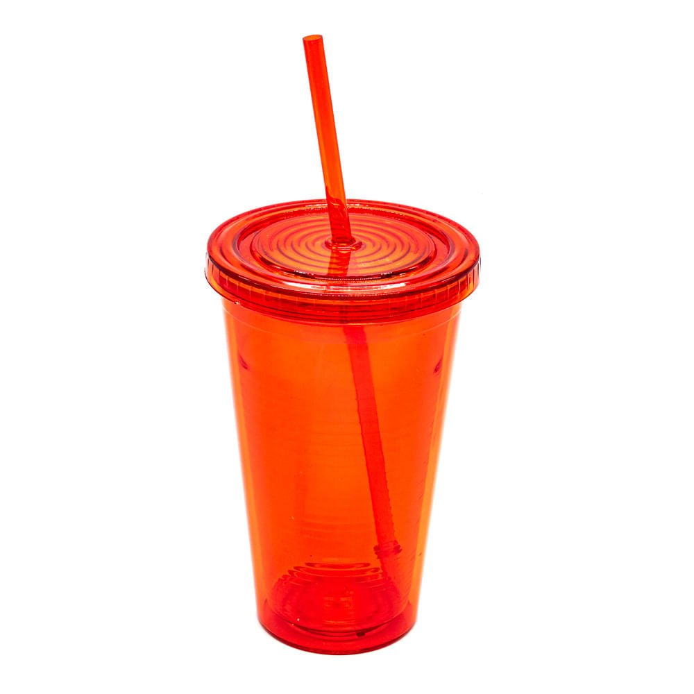 Vaso Acrilico Downtown Con Tapa y Carrizo 16 oz