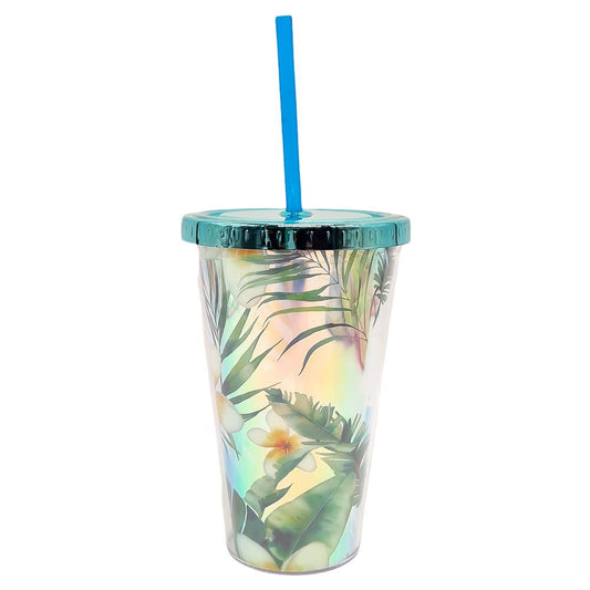 Vaso Acrílico Home Elegance Con Tapa y Carrizo - Surtido
