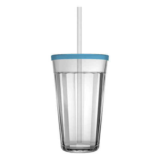 Vaso de Vidrio Nadir Americana Con Tapa y Carrizo 450 ml