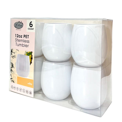 Vaso Plástico 12 Onzas Lillian 6 Piezas / Blanco - Lillian - Titan.com.pa - 763615300308