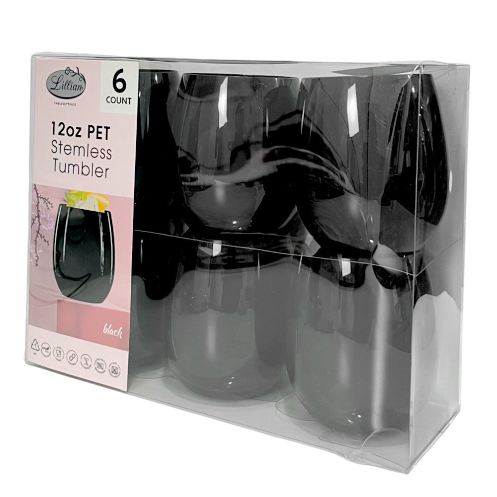 Vaso Plástico 12 Onzas Lillian 6 Piezas / Negro - Lillian - Titan.com.pa - 2150110572763