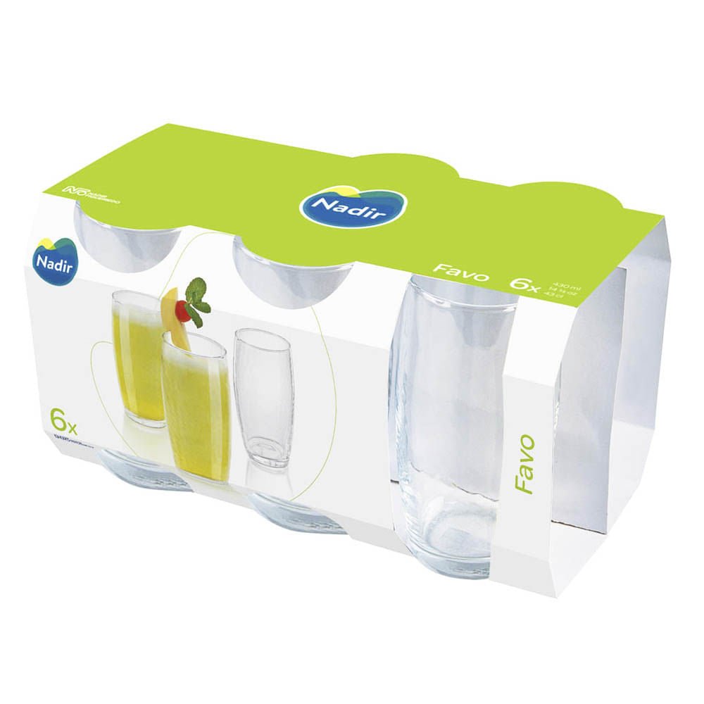 Vasos de Vidrio Nadir Favo 13.5 oz de 6 Piezas