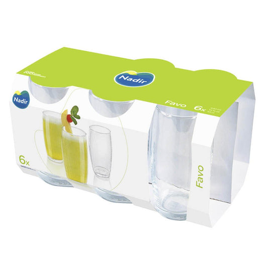 Vasos de Vidrio Nadir Favo 13.5 oz de 6 Piezas