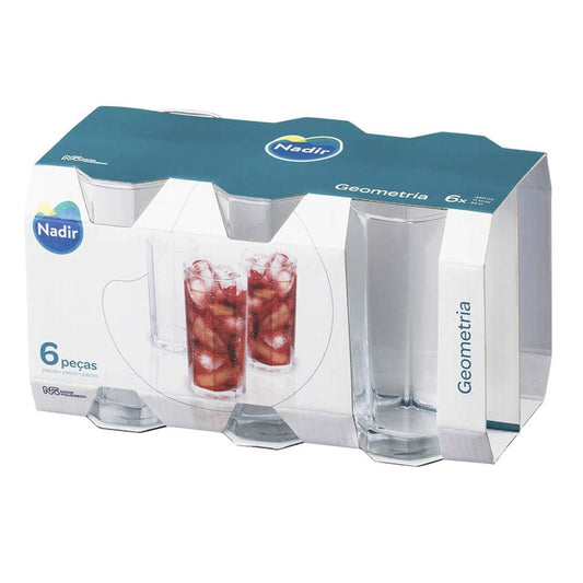 Vasos de Vidrio Nadir Geometría 11 oz de 6 Piezas