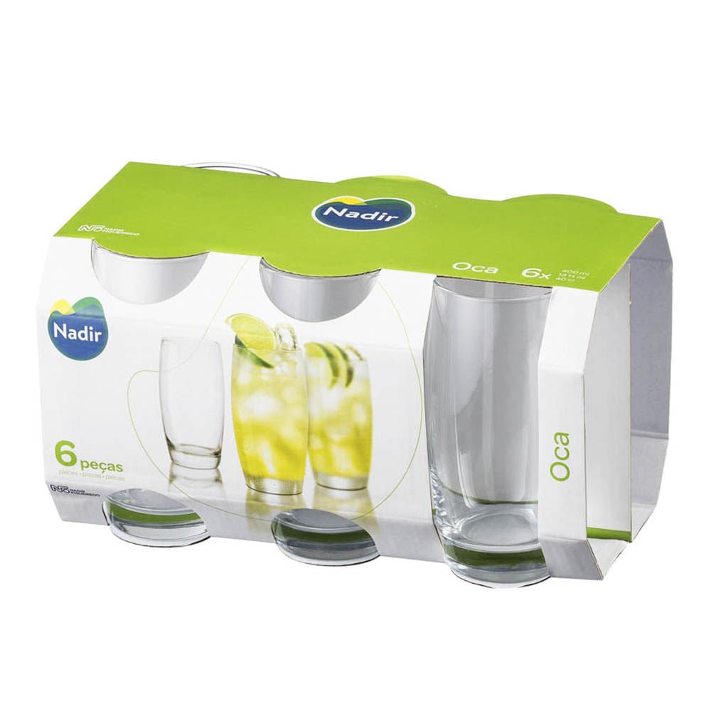 Vasos de Vidrio Nadir Oca 13.5 oz de 6 Piezas