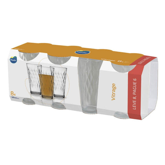 Vasos de Vidrio Nadir Vitrage de 8 Piezas