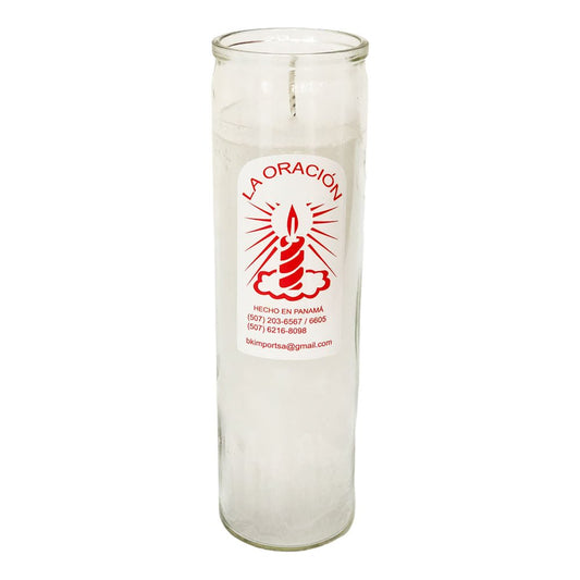 Vela Religiosa La Oración Blanco de 8"