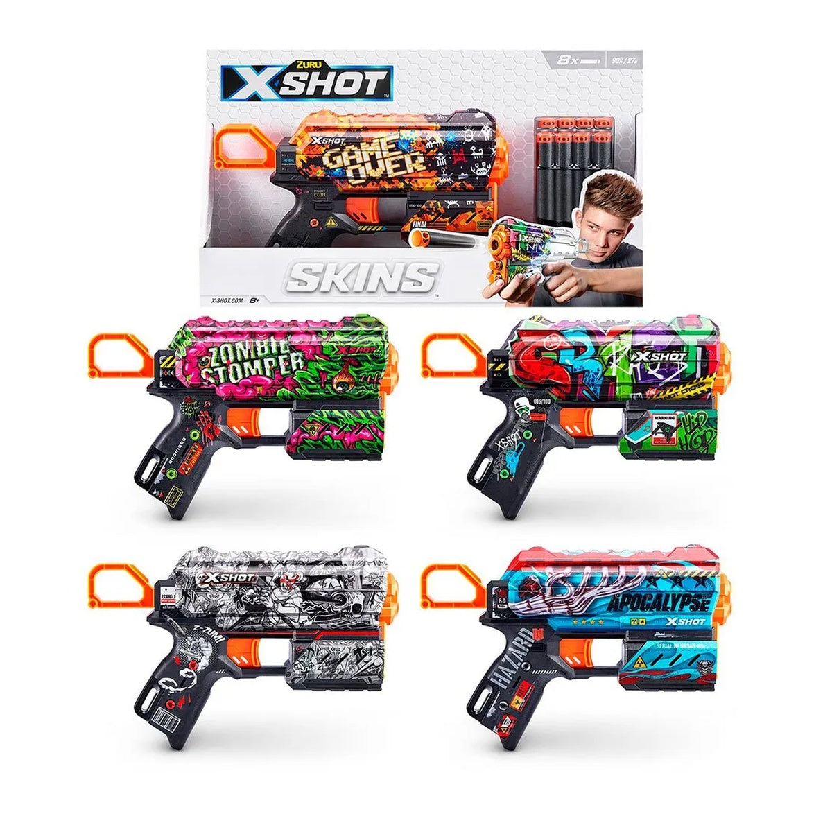 Lanzador de Dardos X-Shot Skins Flux con 8 Dardos de Espuma - X-SHOT SKIN - 11042744