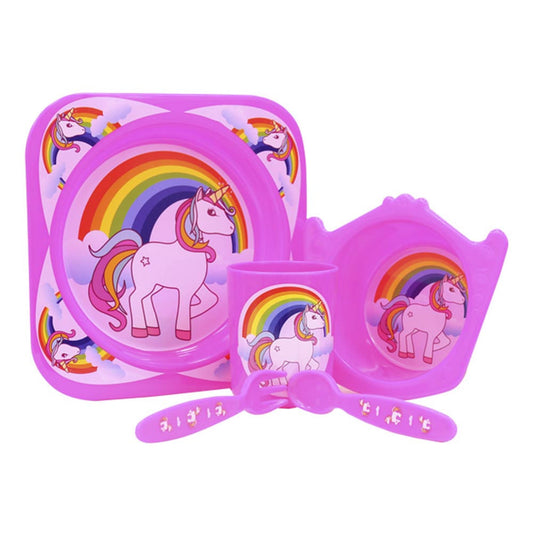 Set de Vajilla Bebesitos Niña Unicornio 4 Piezas