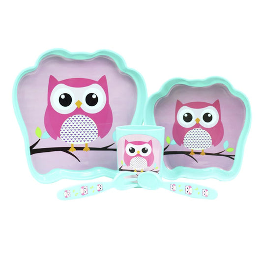Set de Vajilla Bebesitos Niño Buho 4 Piezas