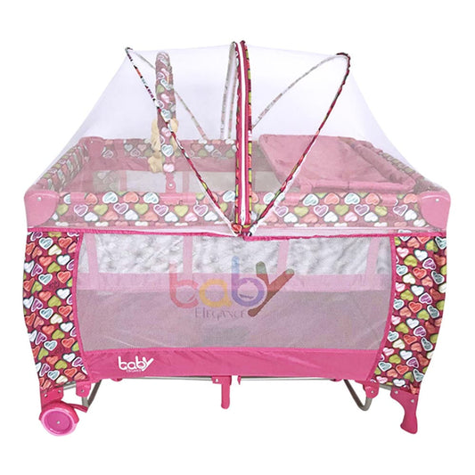 Play Ovalado Con Mosquitero Baby Elegance Corazones Niña
