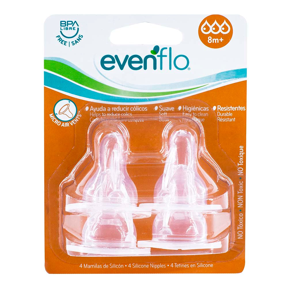 Mamón De Silicona Evenflo 8m 4 Piezas