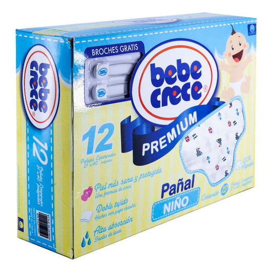Pañales De Tela Bebé Crece Estampado 12 Piezas