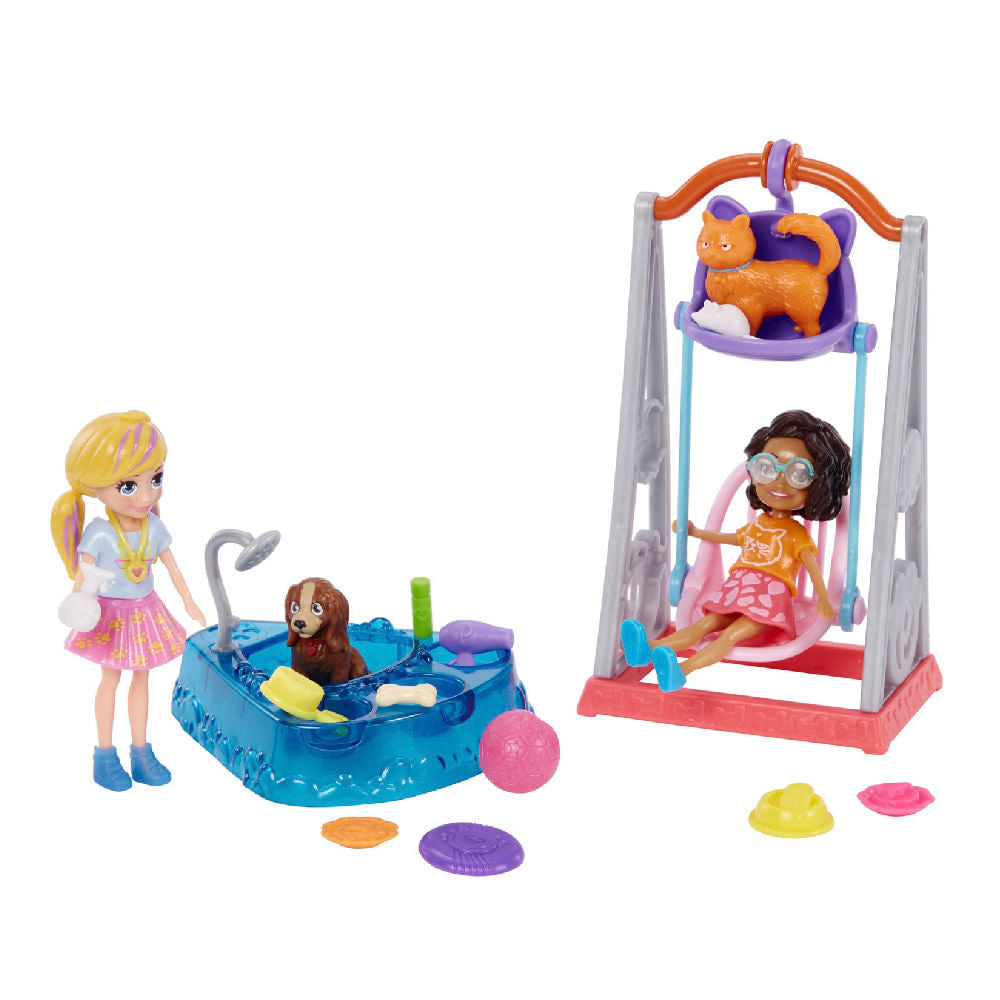 Muñeca Polly Pocket Juego con Mascotas 2 Muñecas