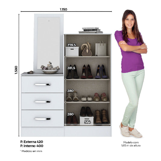 Cómoda Henn Blanca Con Espejo