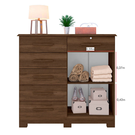 Cómoda Moveis Albatroz 2 Puertas 4 Gavetas