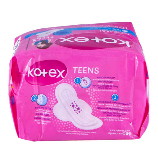 Toallas Sanitarias Kotex Teens Con Alas