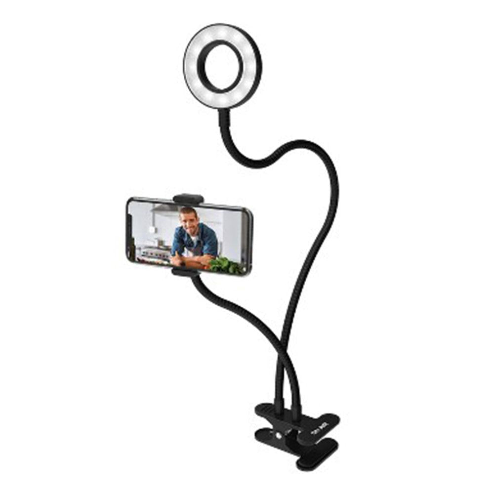Aro de Luz Kole Con Dos Brazos Flexibles y Soporte Para Teléfono Celular de 3.5''