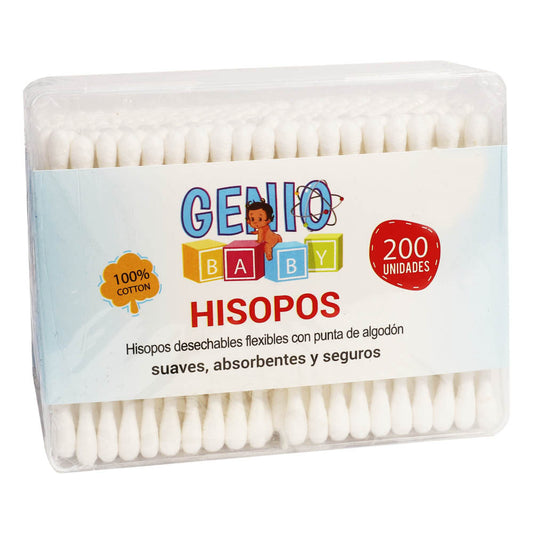 Palillos de Algodón Genio Baby de 200 Piezas