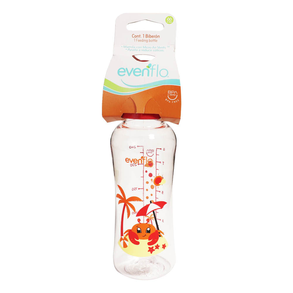 Biberón Evenflo de Plástico Transparente 8 oz