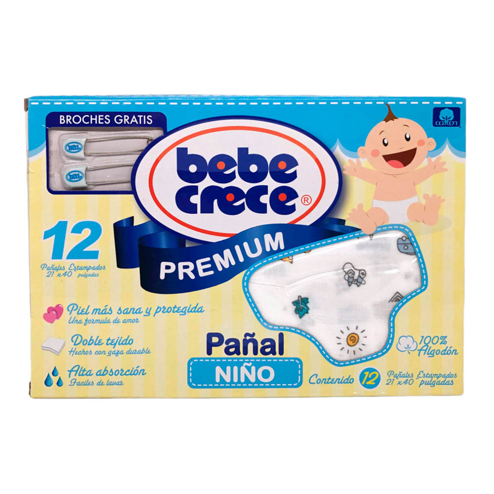 Pañales de Tela Bebé Crece Estampado Para Bebé Niño de 12 Piezas