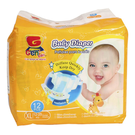 Pañales Desechables Genio Baby XL de 12 Piezas