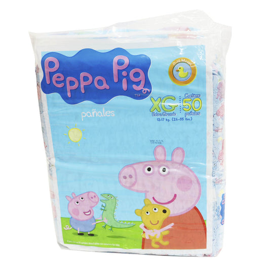 Pañales Desechables Pom Pom Plus Diseño Peppa Pig Talla XG de 50 Piezas