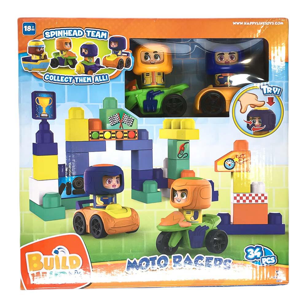 Block Build Me Up Maxi Spin Moto Racers 34 Piezas