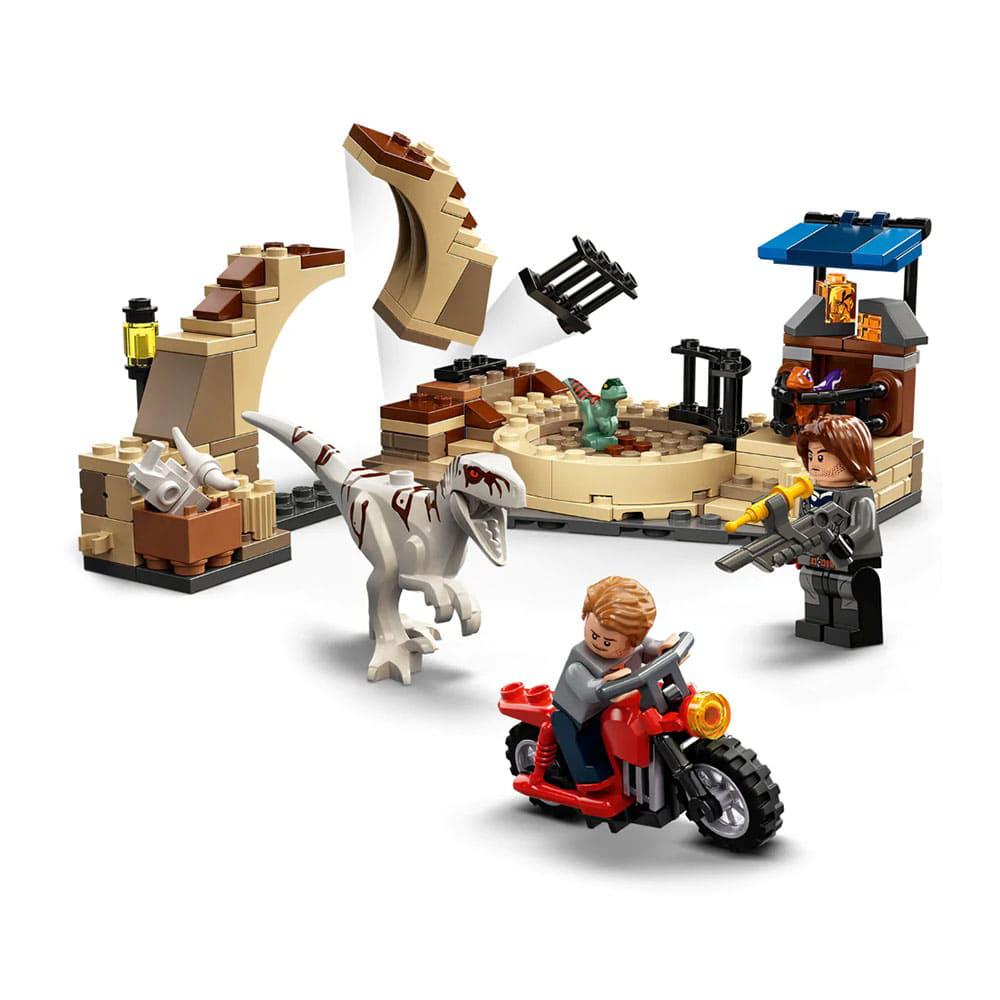 Bloques Lego Persecución en Moto Del Dinosaurio Atrociraptor