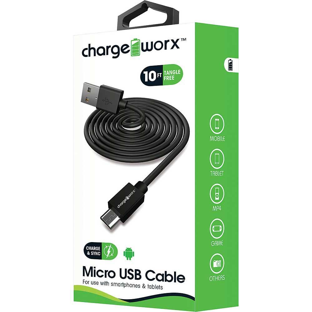 Cable Cargador Chargewors Android 10Ft Black