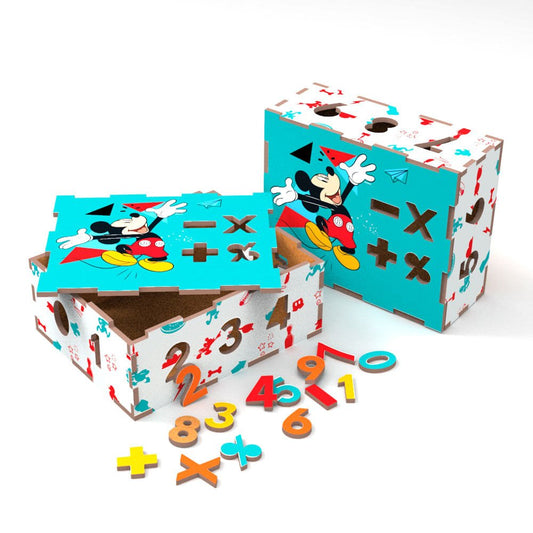 Caja De Números Mickey Mouse De Madera