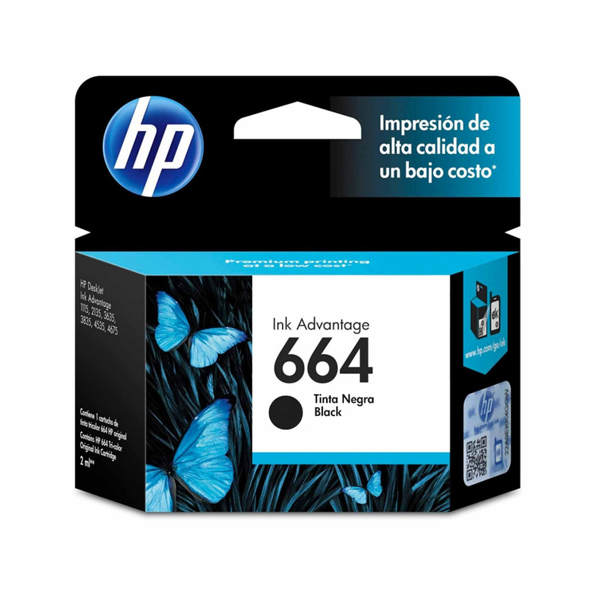 Cartucho Tinta HP 664 Negro Original