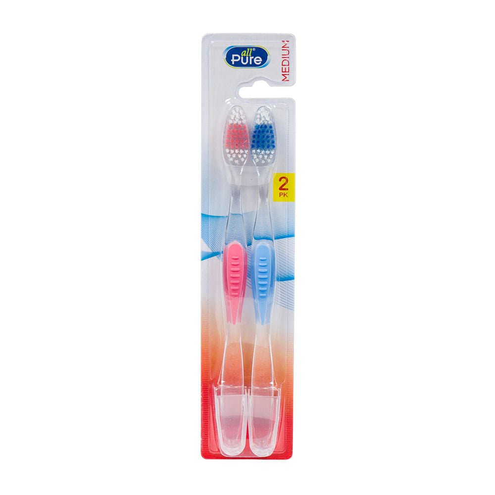 Cepillo Dental All Pure con Tapa 2 Piezas