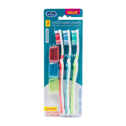 Cepillo Dental All Pure con Tapa 3 Piezas