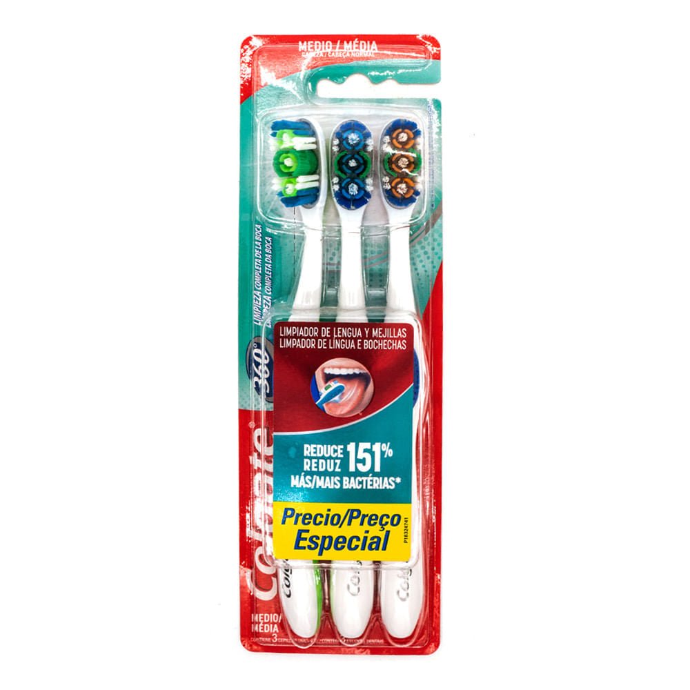 Cepillo Dental Colgate 360° 3 Piezas